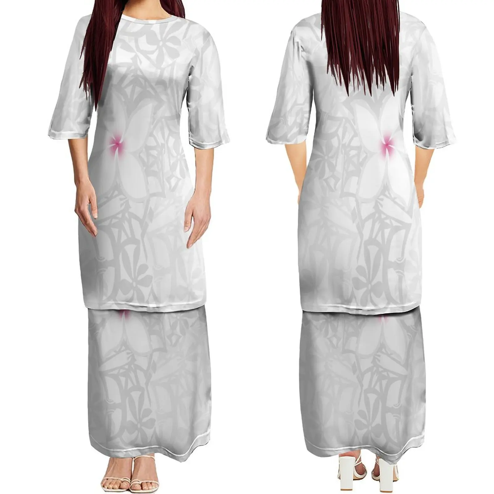 

New Women'S Dress Pletasi Suit Polynesian Tribe Design Print Mother'S Day Gift White Dress Custom Free Shipping
