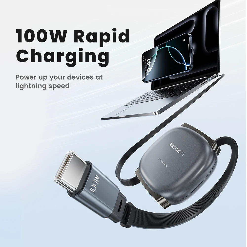 รูปสินค้า สายชาร์จ USB-C พับเก็บได้ ชาร์จเร็ว สำหรับ iPhone Samsung Huawei