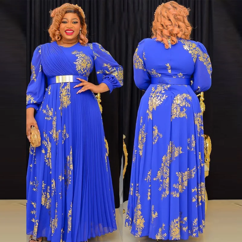 

2023 Muslim Kaftan Abaya Dress Kimono Women Dubai Luxury Print Chiffon Gowns Ankara Dashiki Boubou Turkish Islamic Clothing
