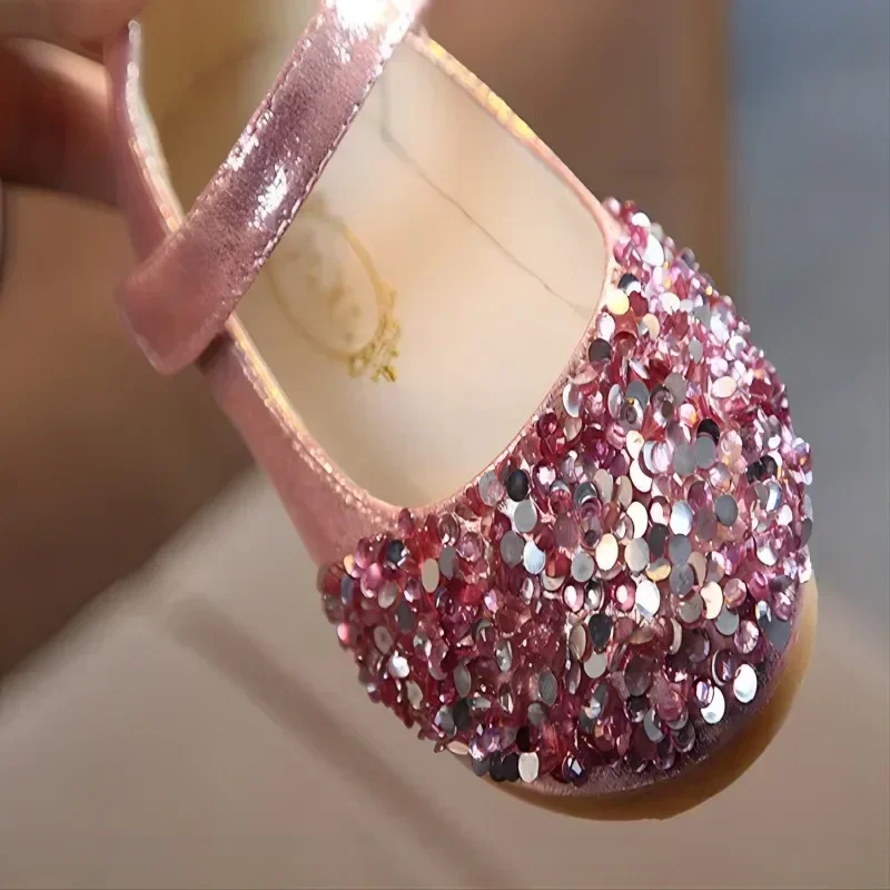 Toddlers Girls Shoes Glitter Leather Flats For Little Kids Children's Dress Shoes  Princess Sweet Loafers Soft For Dance 6