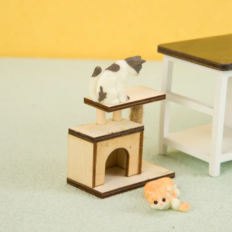 

1:12 dollhouse Dollhouse Mini furniture bedroom microscene model European wooden fabric double bed