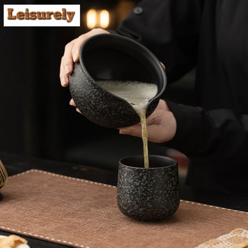 2pc Japanese Zen Black Stone Pattern Matcha Tea Ceremony Ceramic Matcha Bowl Tea Rimmed Tea Brush Holder Tea Point Accessories