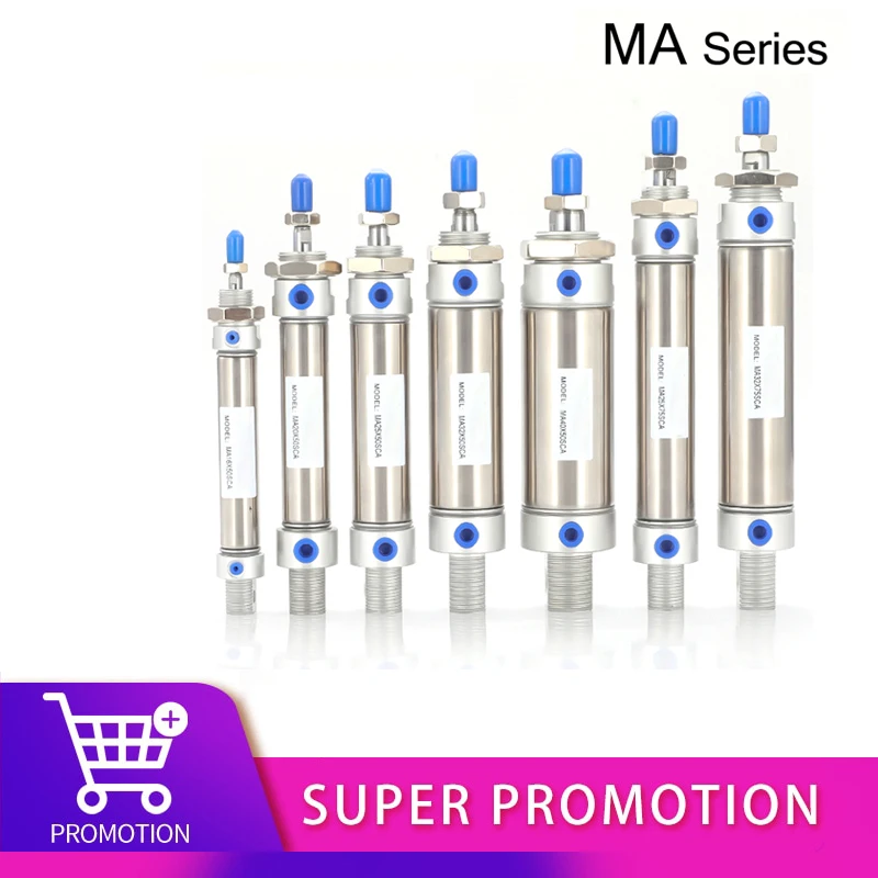 

MA16/20/25/32/40 Series Stainless Steel Magnetic Ring 25-500mm Stroke Double Acting Small Mini Pneumatic Air Cylinder