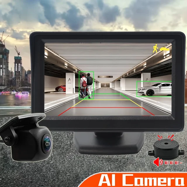 654143-ef6409.jpg 170 ° AI سيارة كاميرا الرؤية الخلفية و 10.92 سنتيمتر طقم مراقبة BSD كشف النقطة العمياء الذكية الجرس إنذار العالمي AHD-1080P نظام احتياطية