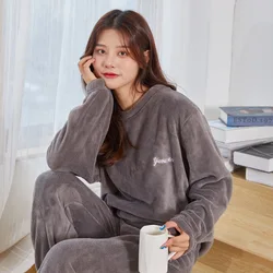 Pyjamas Set Women's Flannel Pajamas Winter and Spring Warm Coral Bath Velvet Suit Female Sleepwear 2022 Clothes