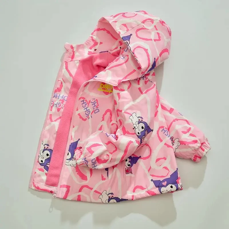 Kuromi Jacket Anime Cinnamoroll Polarized Kids Hooded Cartoon Detachable Casual Top Girl