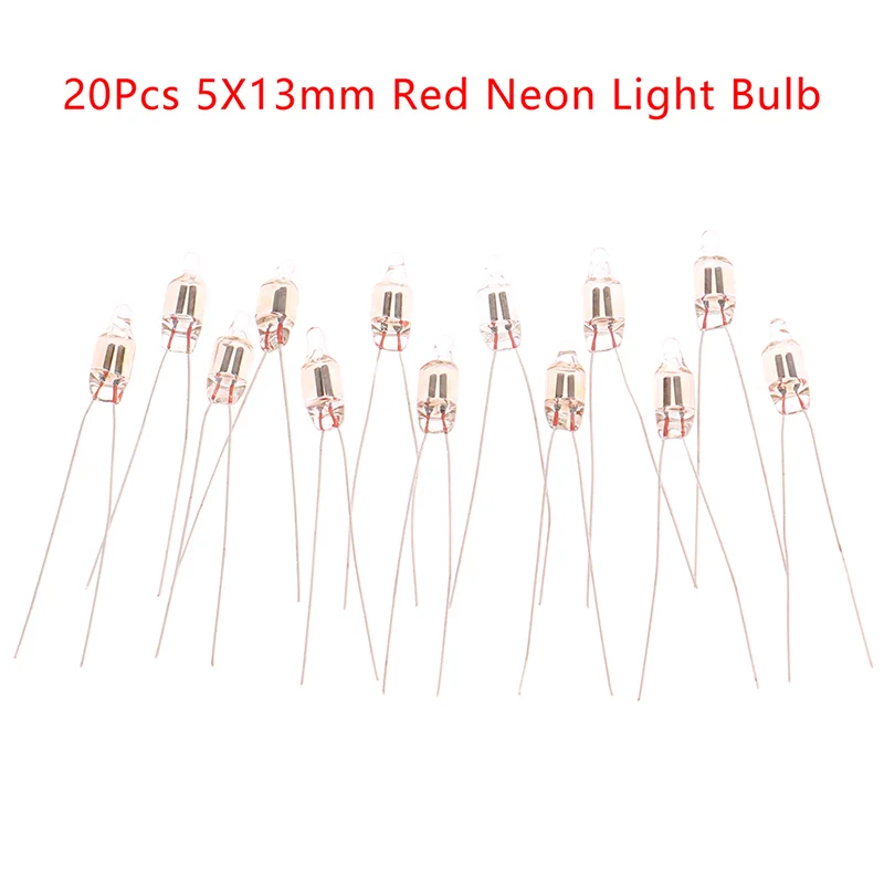 새로운 20Pcs 네온 표시등 빨간색 표지판 5mm 네온 램프 글로우 5X13mm 220V 네온 표시등 전구 고온 저항