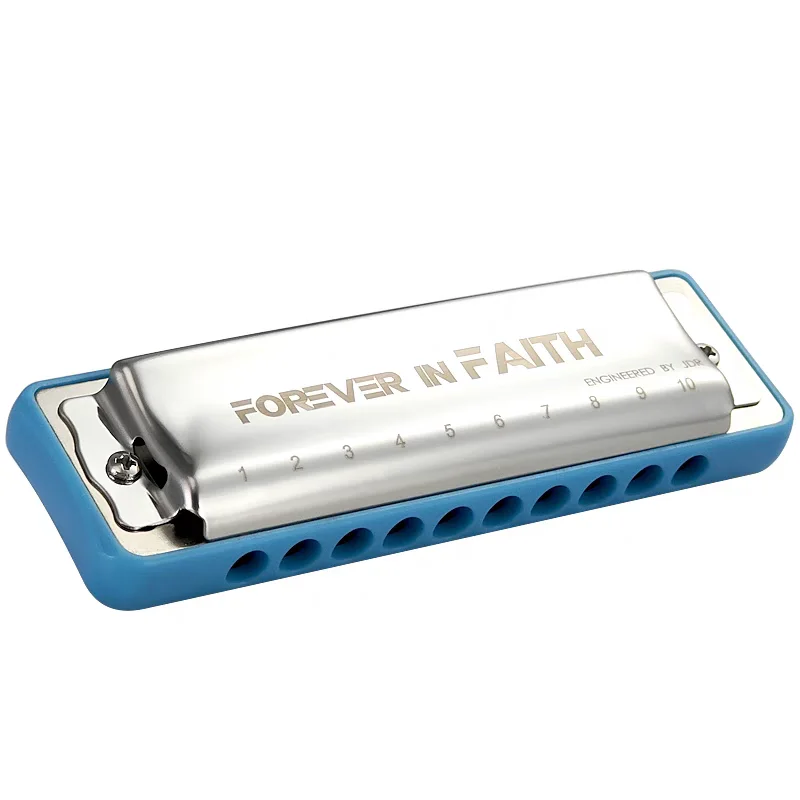 JDR Blues Harmonica Forever In Faith 10-Hole 20 Tone Harp C Key Diatonic Armonica Musical Instruments for Beginners Mouth Organ