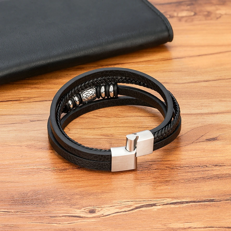 MILAKOO Bracciali In Pelle Intrecciata Da 6 Pezzi Per Uomo - Foto 9