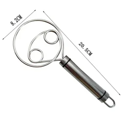 Stainless Steel Danish Dough Whisk with Wooden Handle - Artisan Bread & Baking Tool (Doublelap 02)