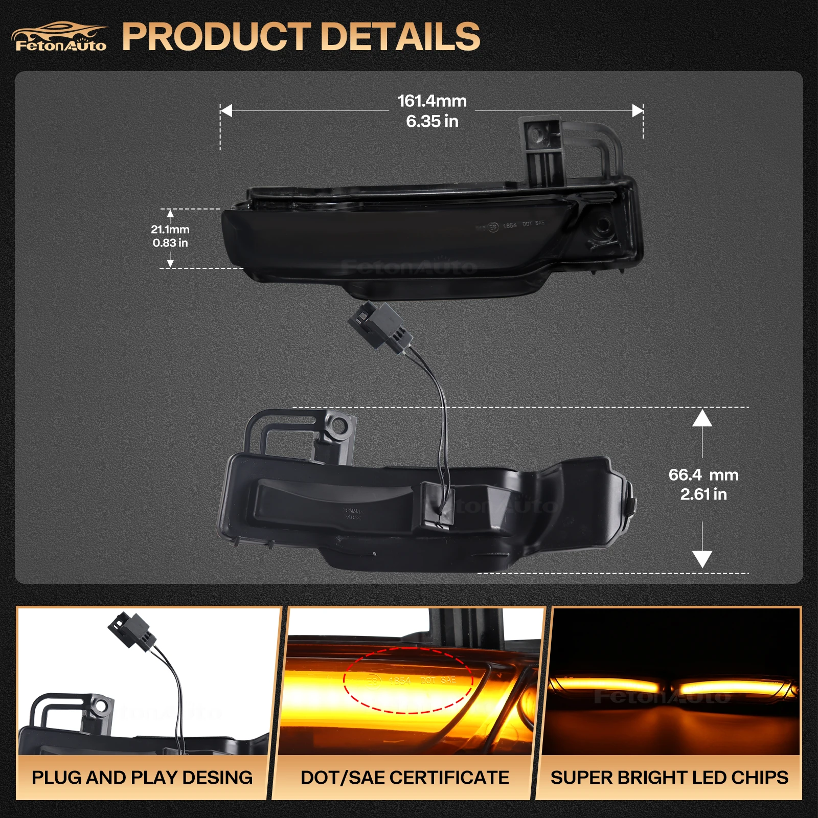 2 pezzi per JEEP GRAND CHEROKEE MK IV WK WK2 2011 -2020 Led porta laterale specchietti retrovisori dinamici indicatore luminoso  34