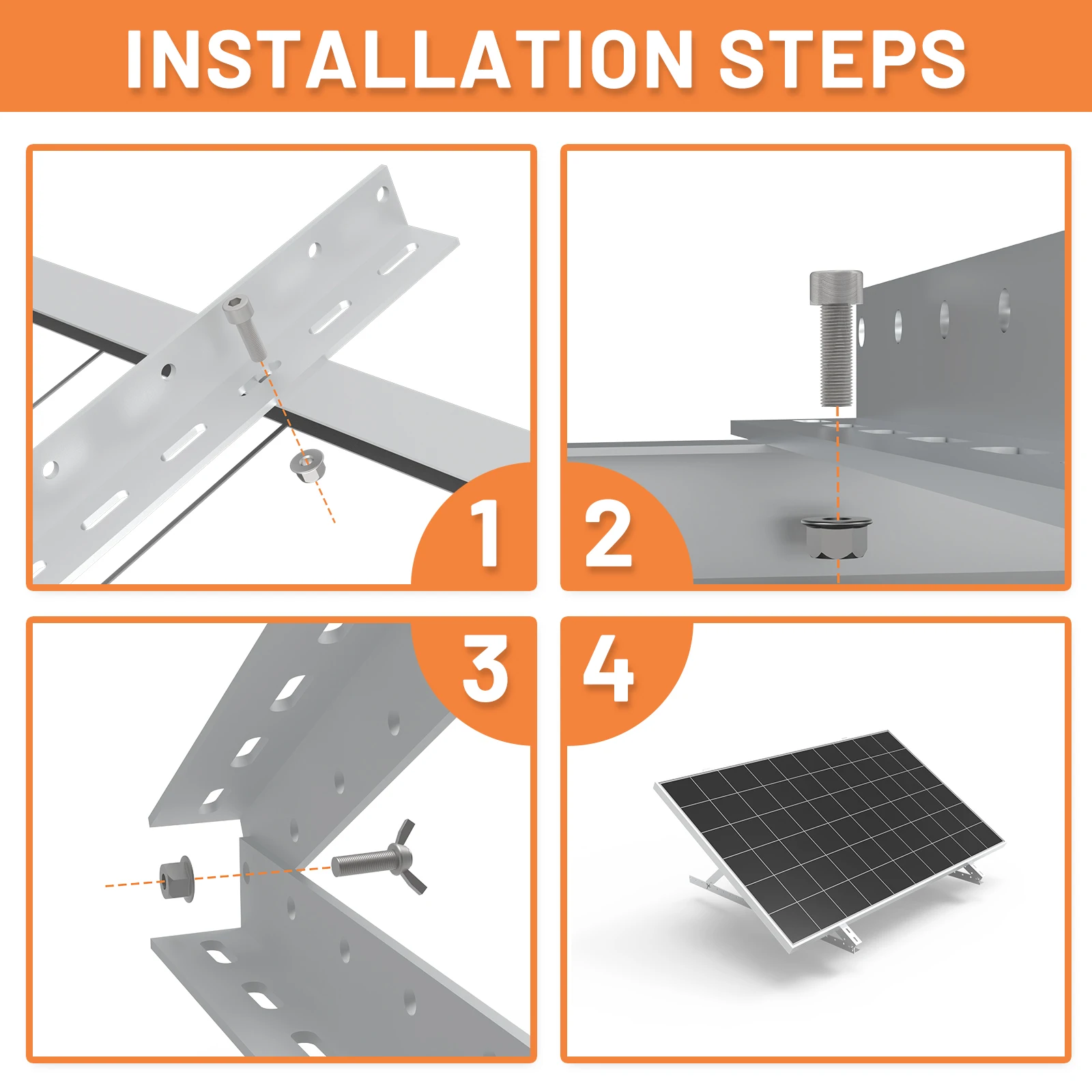 Solar Panel Tilt Mount Brackets CP-SETUNO 45in Adjustable Support up to 100W-500 Watt Solar Panel for Any Flat Surface Roof RV