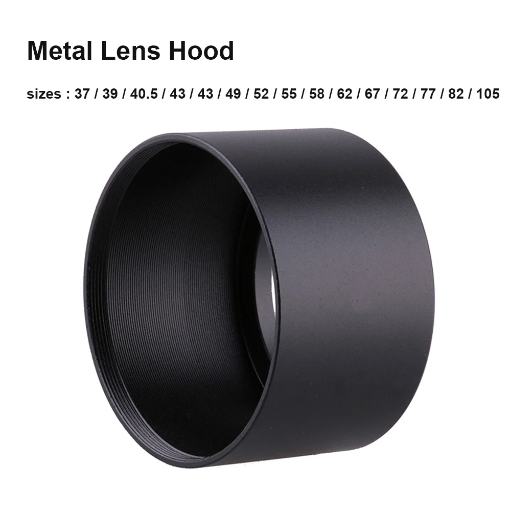 Generic Metal Telephoto Lens Hood Screw-in 37 39 40.5 43 49 52 55 58 62 67 72 77 82 95 105 mm Universal focal distance camera lens hood