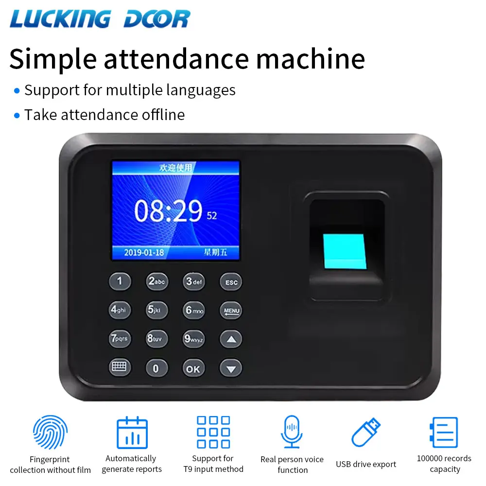2.4 Inch A5 Biometric Time Attendance System USB Recorder Fingerprint Reader Employee Control Machine