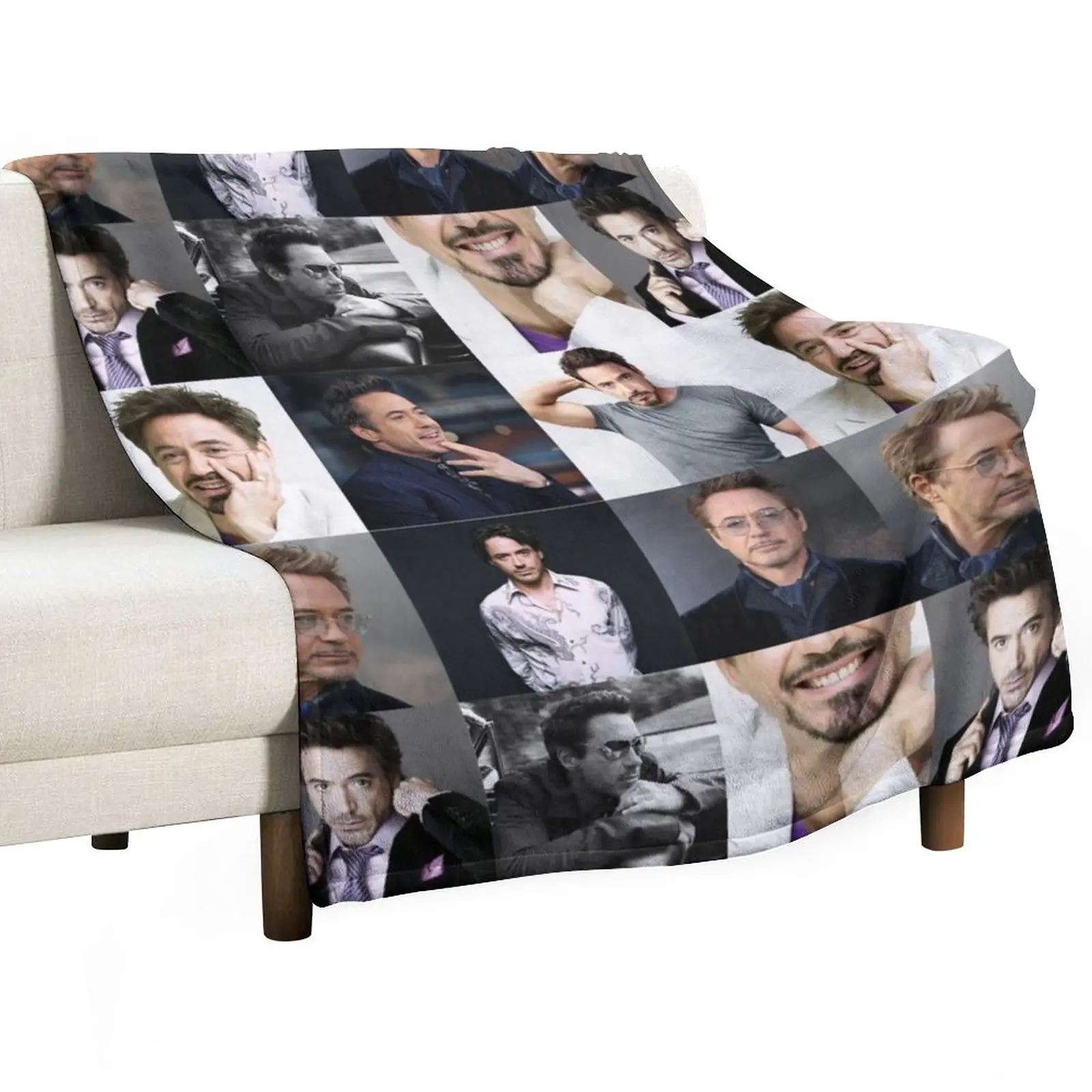 

Robert Downey Jr. Collage Throw Blanket Shaggy Blanket Retro Blankets