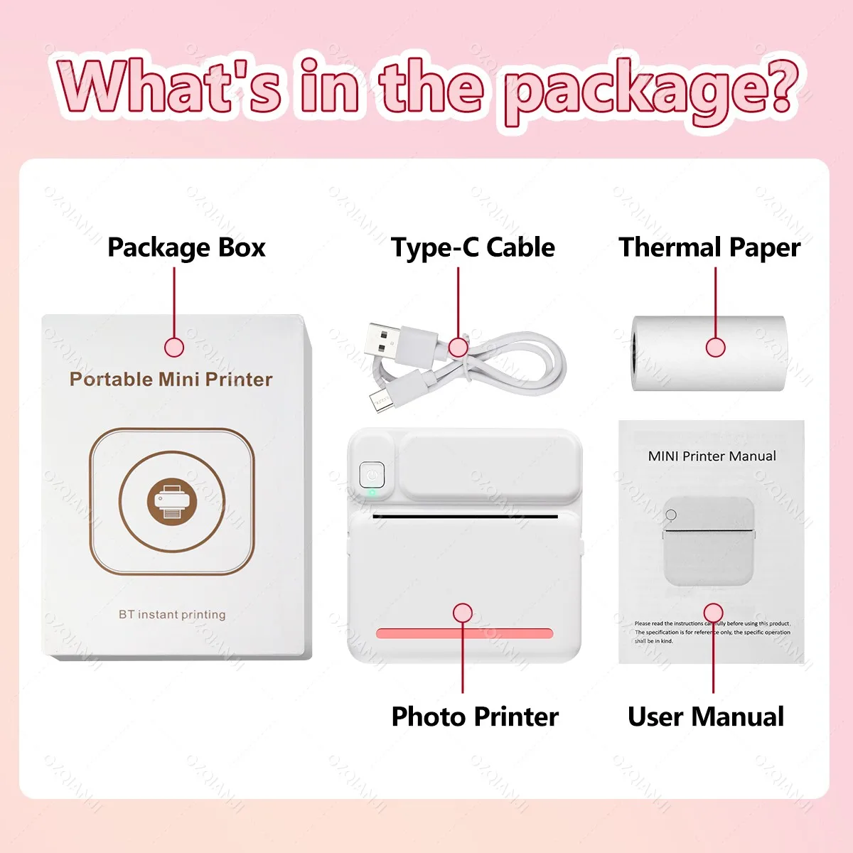 58mm Portable Mini printer thermal 57mm pocket Label printer Bluetooth Android IOS APP inkless sticker printer for home office