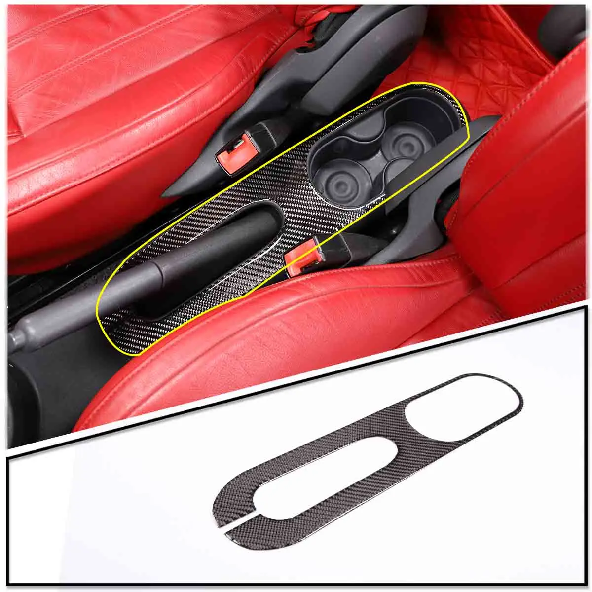 Carbon Fiber Look Electronic Parking Brake Button Trim – 2-Piece Set For GMC Sierra Center Console
