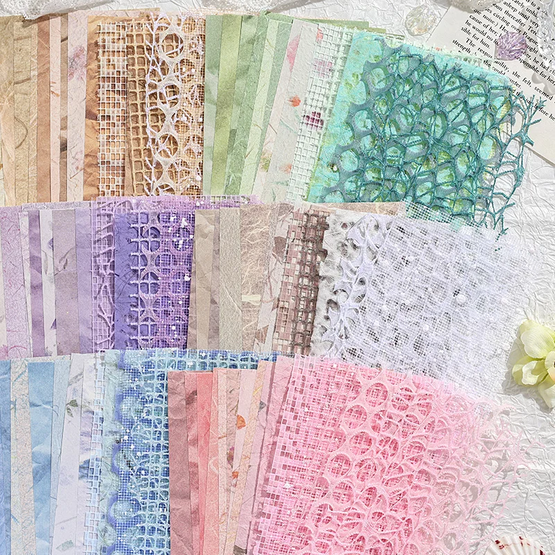 15 pcs Vintage Mixed Materials Lace paper Decor Scrapbook Materials DIY Photo Album Collage Journal Creative Stationery Supplies 5
