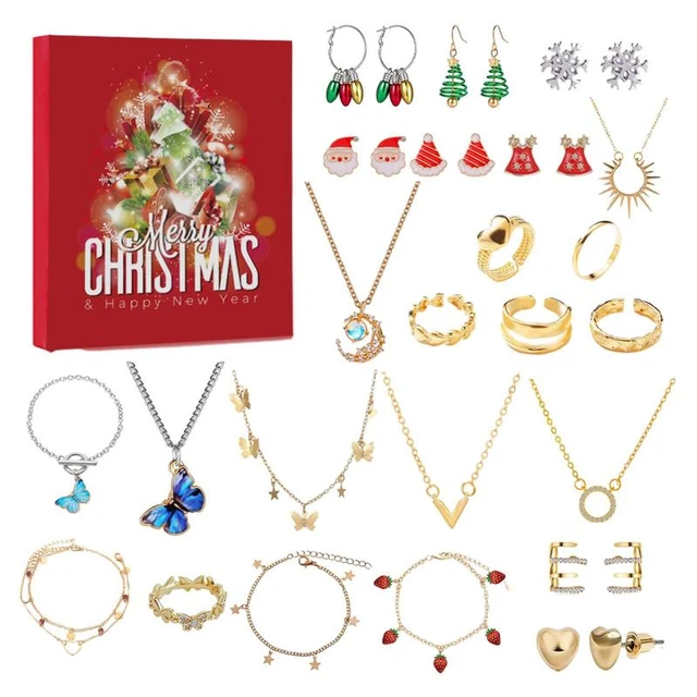 2023 Advent Calendar Christmas Countdown Calendar Jewelry Box 8 Earrings 6  Rings 6 Necklaces 4 Bracelets Stocking Stuffer Gifts - AliExpress