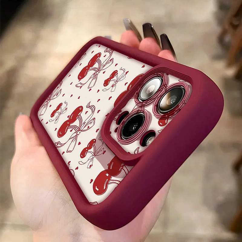 عيد الحب جديد عصري ريترو القلب الكرز نمط لينة حافظ...