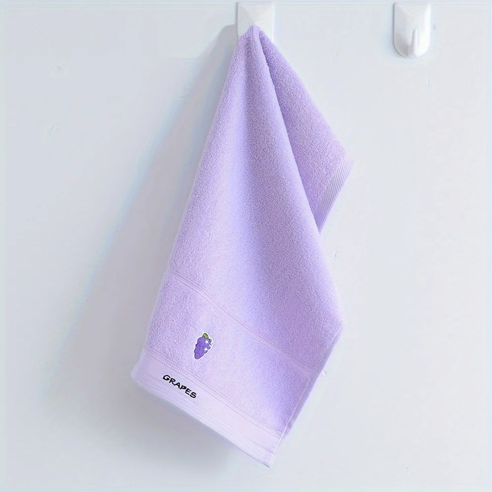 Soft Embroidered Fruit Pattern Towel - Water Absorbing Quick Drying Face Wash Towel, Suitable for Bathroom Use