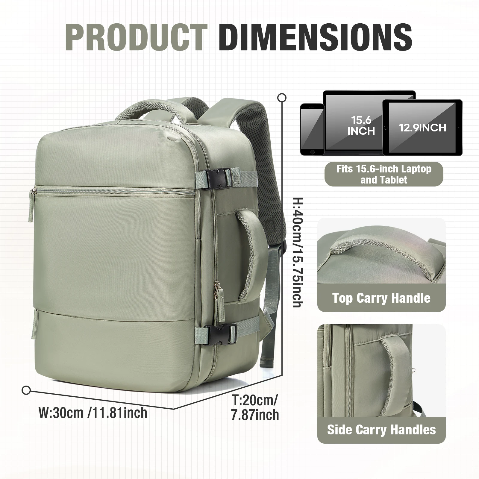 Hand Luggage Bag, 40x30x20 Carry-On Backpack Duffel Bag, Rucksack Travel Backpack For Women Men Medium Business Work Lightweight