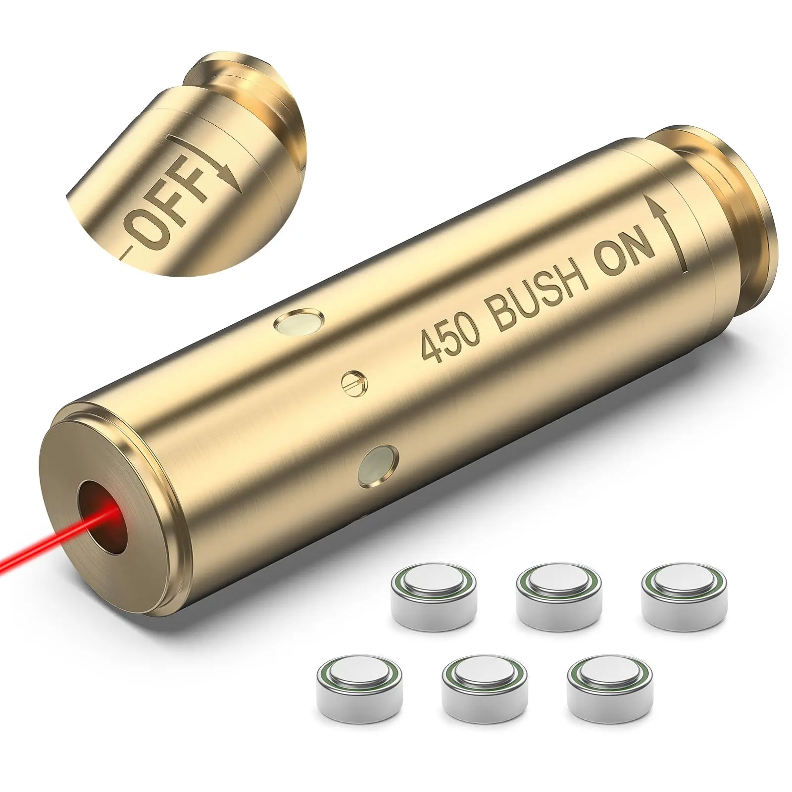 Laser Bore Sight 450 BUSH Red Laser Bore Sight ON/OFF Switch 2 Sets Batteries For Zeroing Metal Box Packaging