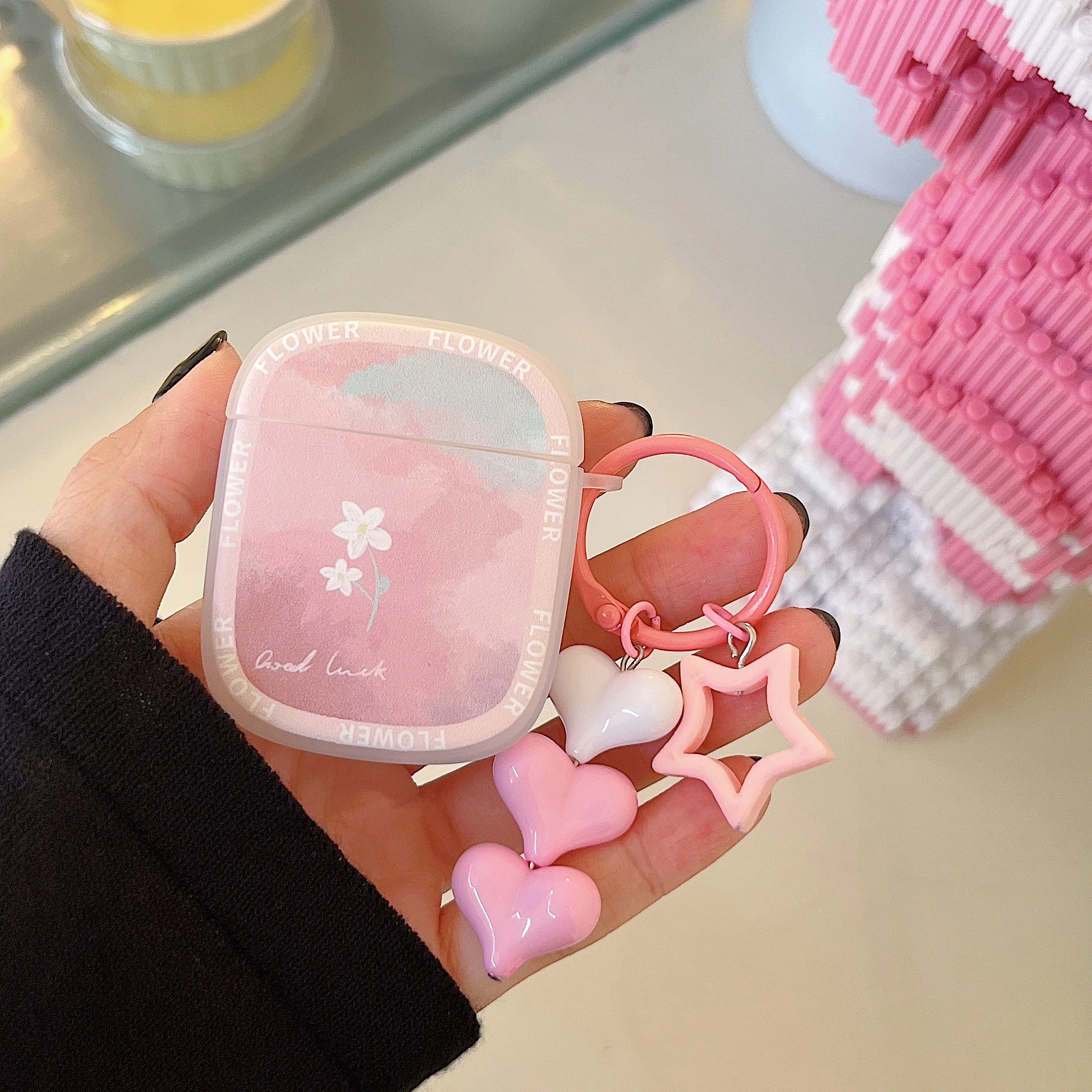 Case for AirPods Pro TPU Pink Graffiti Love Star Case for