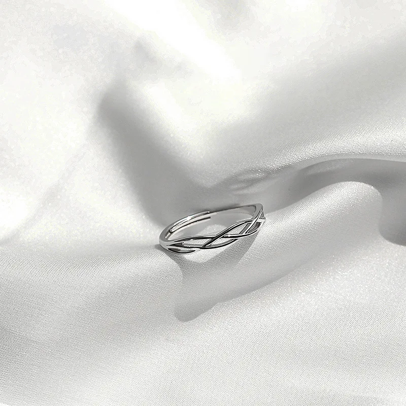 Real 925 Sterling Silver Geometric Line Winding Prime Circle Adjustable Rings for Women Fine Jewelry Minimalist Accessories silver ring silver rings