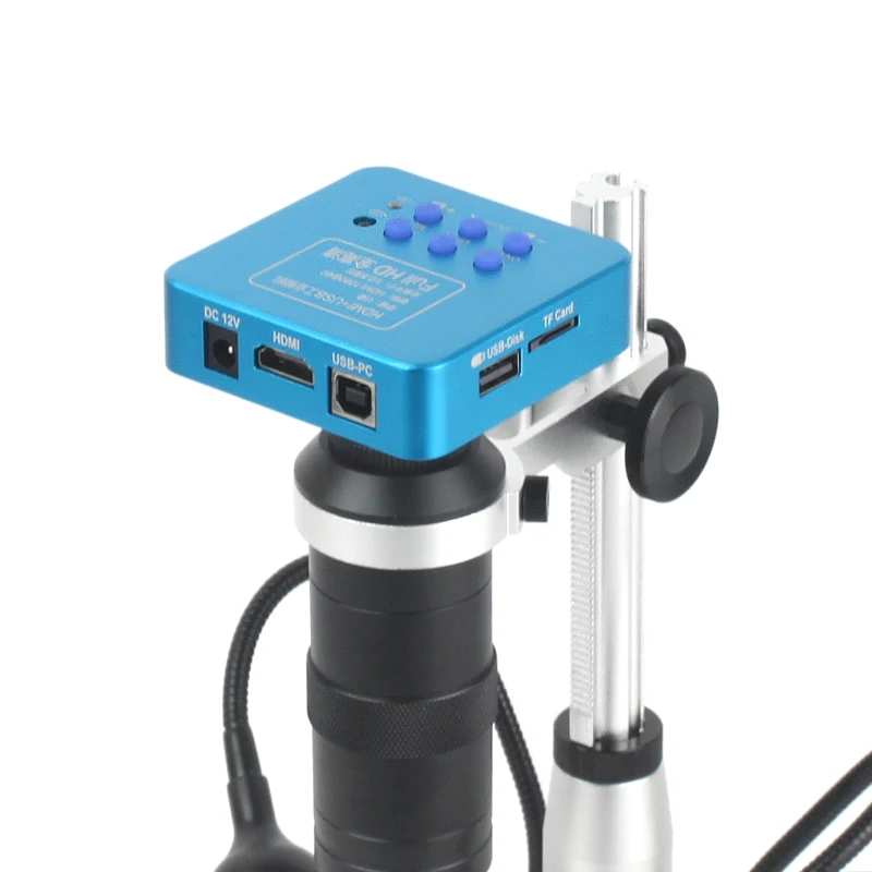 1080P HDMI USB 전자 디지털 비디오 현미경 카메라 130배 줌 C 마운트 렌즈 LED 조명 (실험실 PCB 휴대폰 수리 도구용)