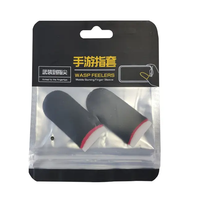 2 Pcs Anti-slip Gaming Finger Cot 18-pin Carbon Fiber Anti-sweat Non-slip High Sensitivity Finger Cots black red