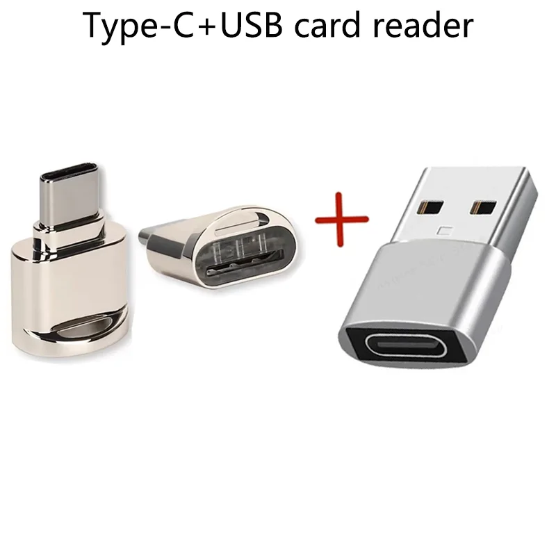 Zinc Alloy Type C TF & SD Card Reader with USB Adapter