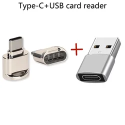 Zinc Alloy Type C TF & SD Card Reader with USB Adapter (Type - C USB Silvery)