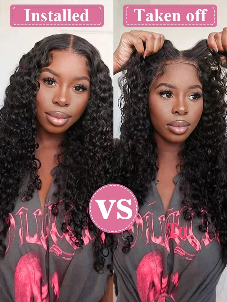 300% Density 40 50 Inches Deep Wave Lace Frontal Wig Transparent 13x4 13x6 HD Curly Lace Front Human Hair Wigs Brazilian Real Virgin Hair 7x5 Lace Closures Wear Go Glueless Wigs Human Hair Pre Cut No Glue Lace Wig On Sale 6