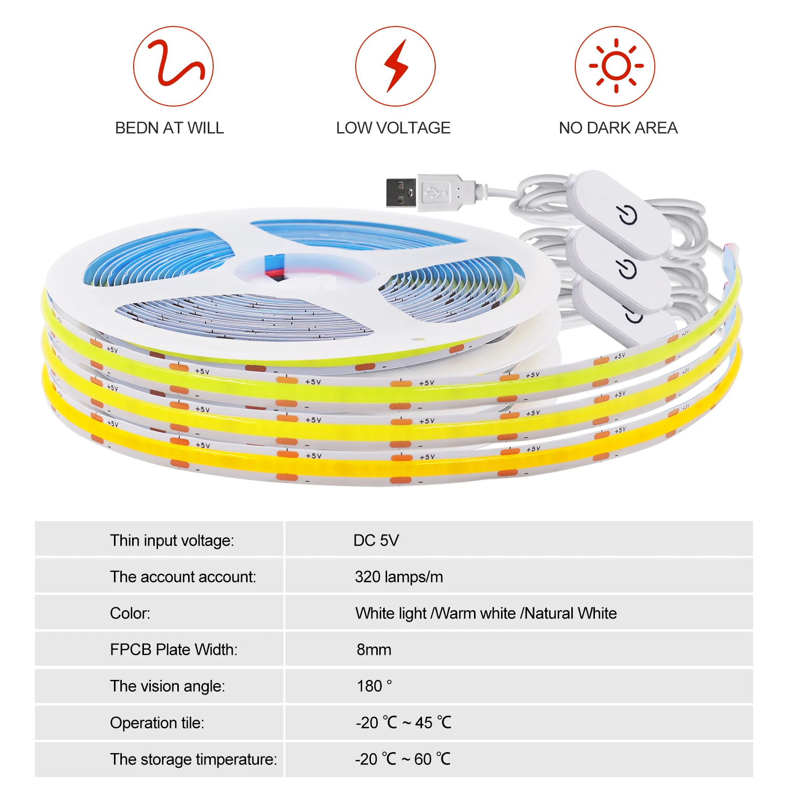 LED COB Strip Light Touch Dimmer Switch Flexible Diode Sf932877889fc45feaeed5b4b5724d9b9t