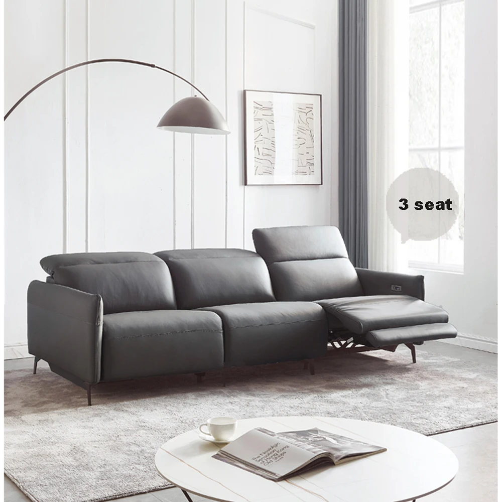 Linlamlim Genuine Leather Sofa Cama Double Electric Reclining Sofa 3