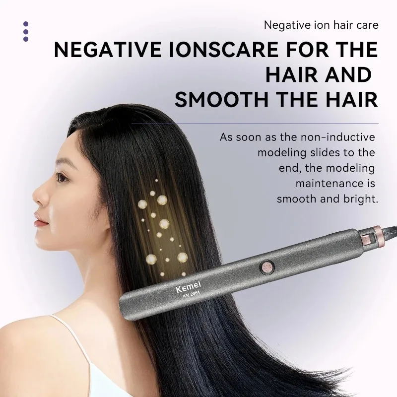 Kemei Professional Ceramic Flat Iron women Hair Straightener Dual Voltage Floating Plate Hair Styling Tools LCD Display KM-2064