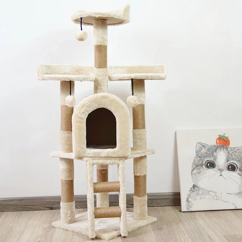 

Cat Trees house Cat Climbing Frame Winter Warm Closed Cat Nest Interactive Jumping Platform Cat Tower Pet Supplies Cat Furniture