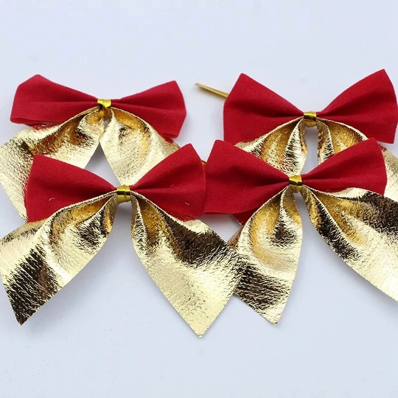 Christmas Bow Ornaments 10/20/30Pcs Red Gold for Home Decor