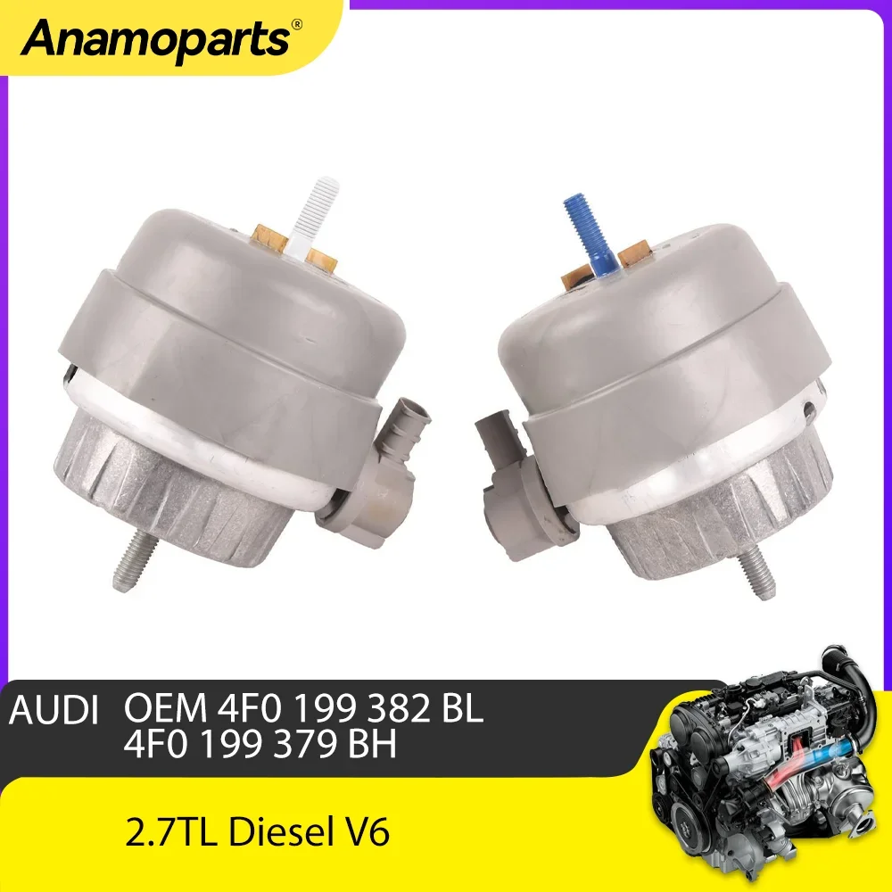

Engine Part Front Left Right Motor Trans Mount Set fit 2.7 T L V6 CANA Diesel For 05-11 AUDI A6 2.7T 4F0199379BH 4F0199379BL