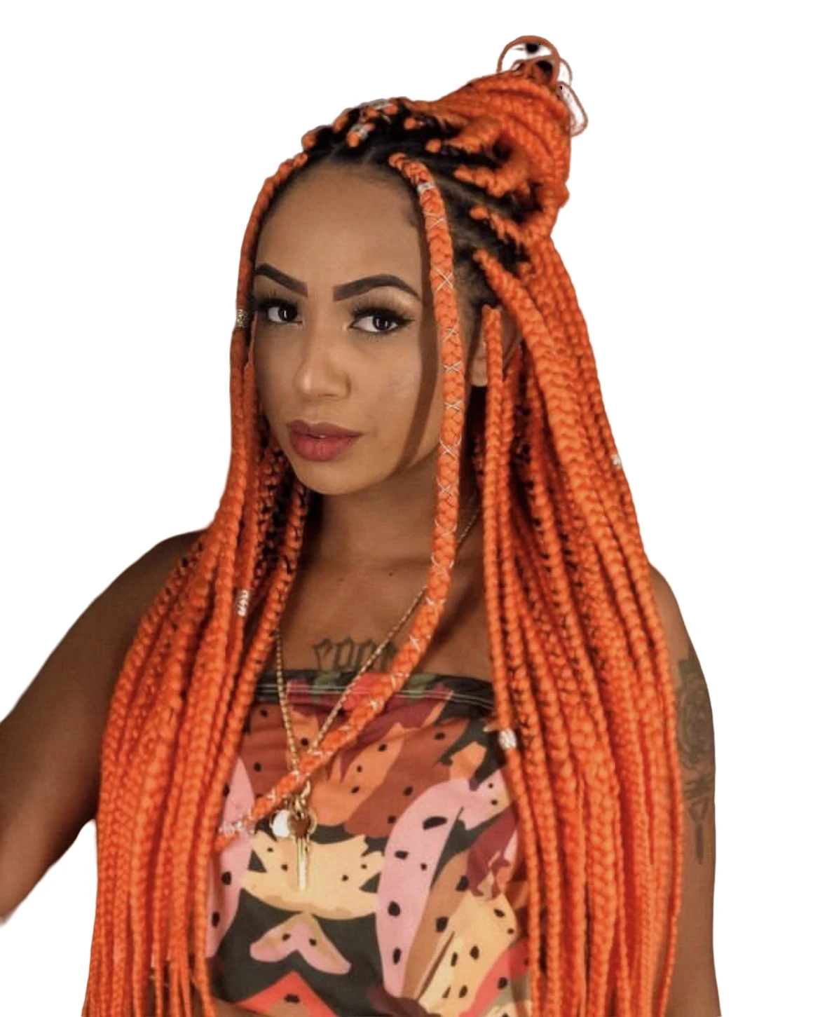 

10 Packs Two Tone Ombre Color Black Orange Jumbo Braids Synthetic Hair Extensions for Black Woman