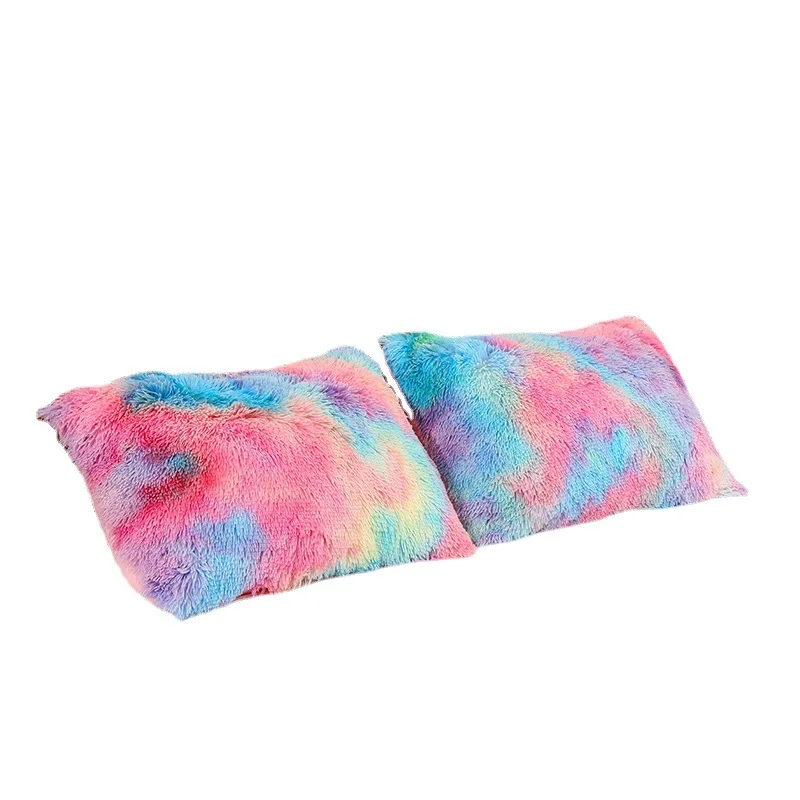 Tie Dye Plush Pillowcase Double Headboard Cushion Crystal Velvet Sofa Pillow