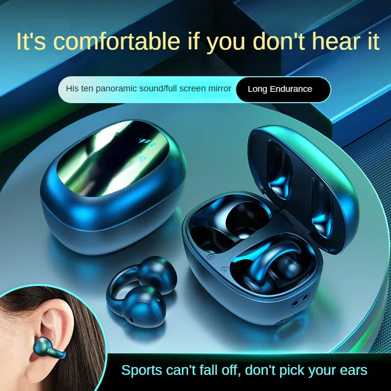 Fones De Ouvido Sem Fio Bluetooth Com Caso De Carregamento, Abrir Clipe De Auscultadores, Esportes Fones De Ouvido, Gancho De Ouvido, Microfone, Fitness