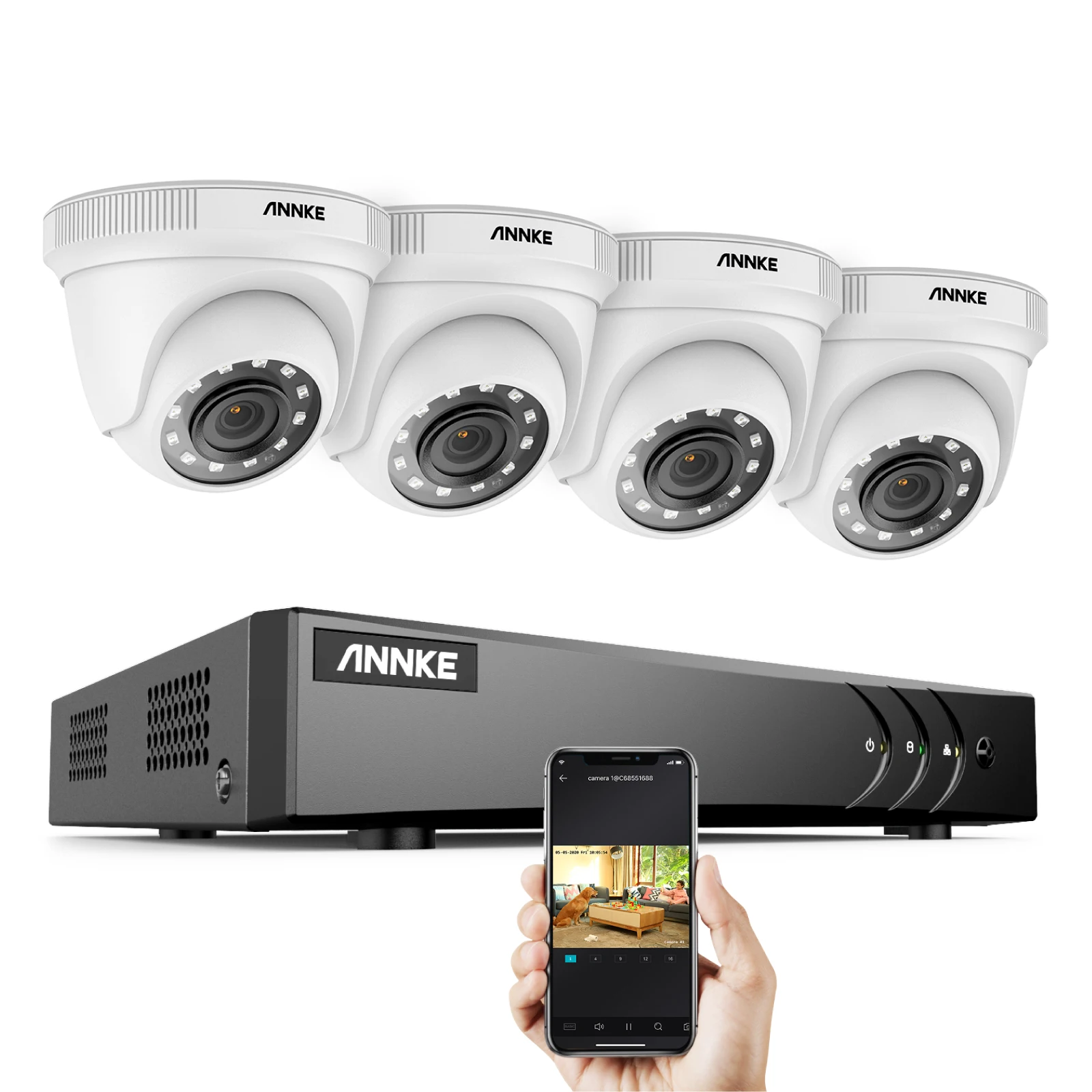 ANNKE 8CH 2MP HD Video Security System 5MP Lite H.265+ DVR With 4X 8X Smart IR Weatherproof Dome Surveillance Cameras CCTV Kits dvr dash camera DVR/Dash Cameras