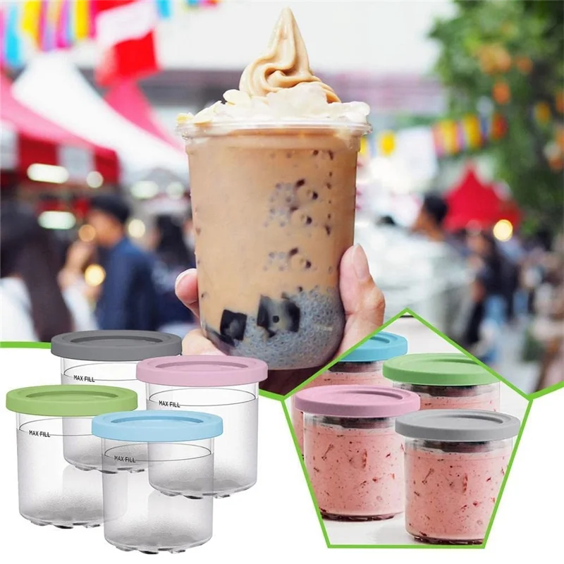 Ice Cream Pints Cup, Ice Cream Containers with Lids for Ninja Creami Pints NC301 NC300 NC299AMZ Series Ice Cream Maker 5