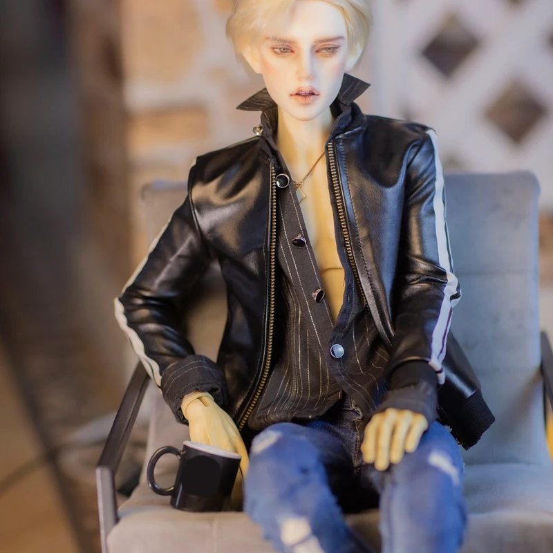 

D04-A2059 children handmade toy 1/4 1/3 uncle Doll DD BJD/SD 13 17 popo68 ID75 Accessories Shirt leather coat 1pcs