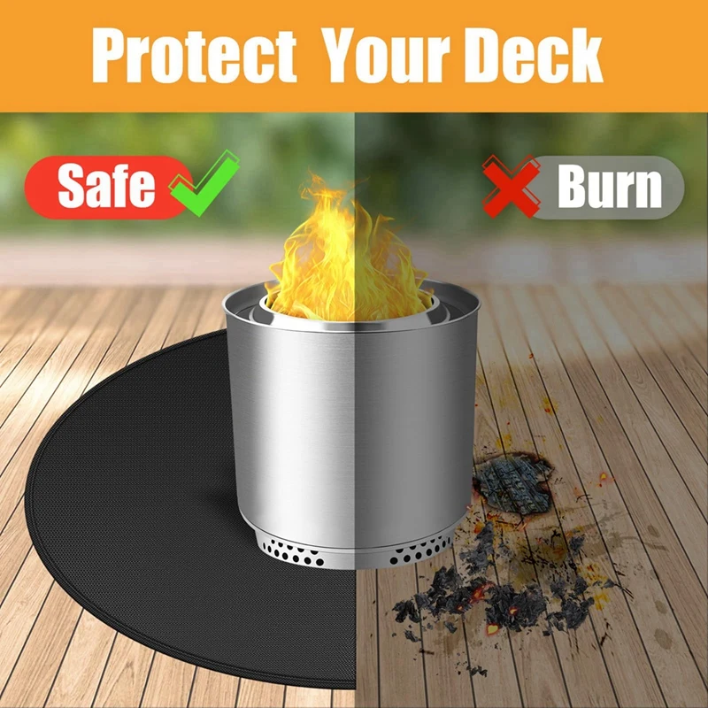 Fire Pit Mat For Solo Stove Bonfire Round Fireproof Solo Stove Mat Portable Fire Pit Pad For Deck Patio Protect 48 Inch
