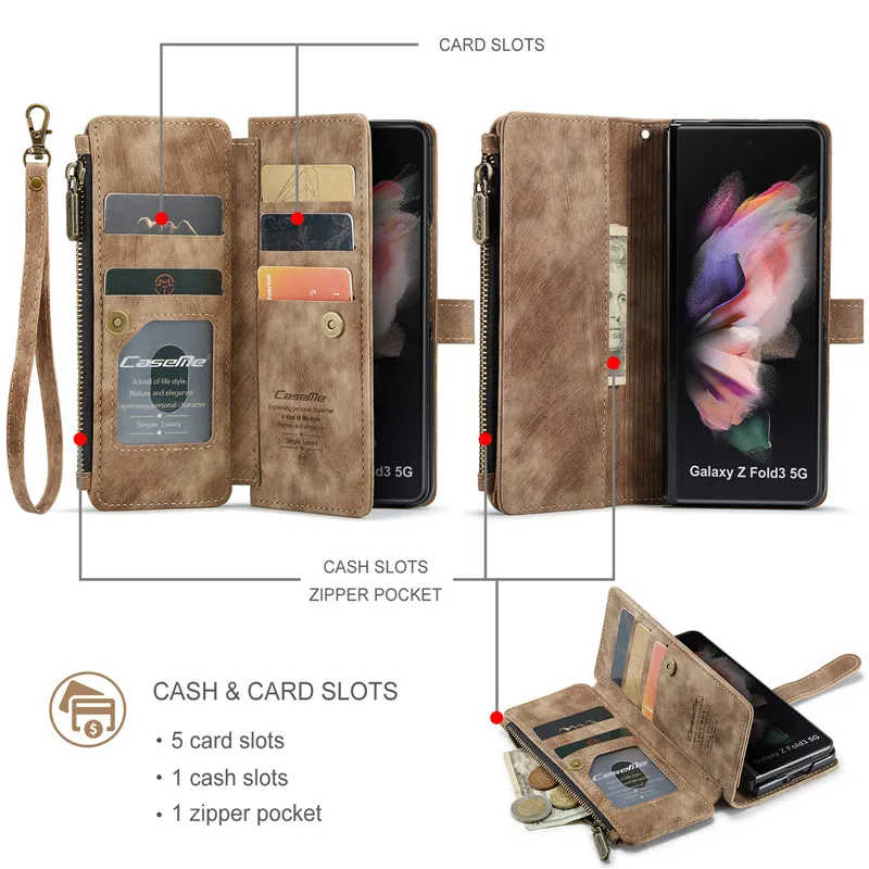 Leather Cell Phone Wallet For Samsung iPhone Smartphone Cardholder Wallet  PW02