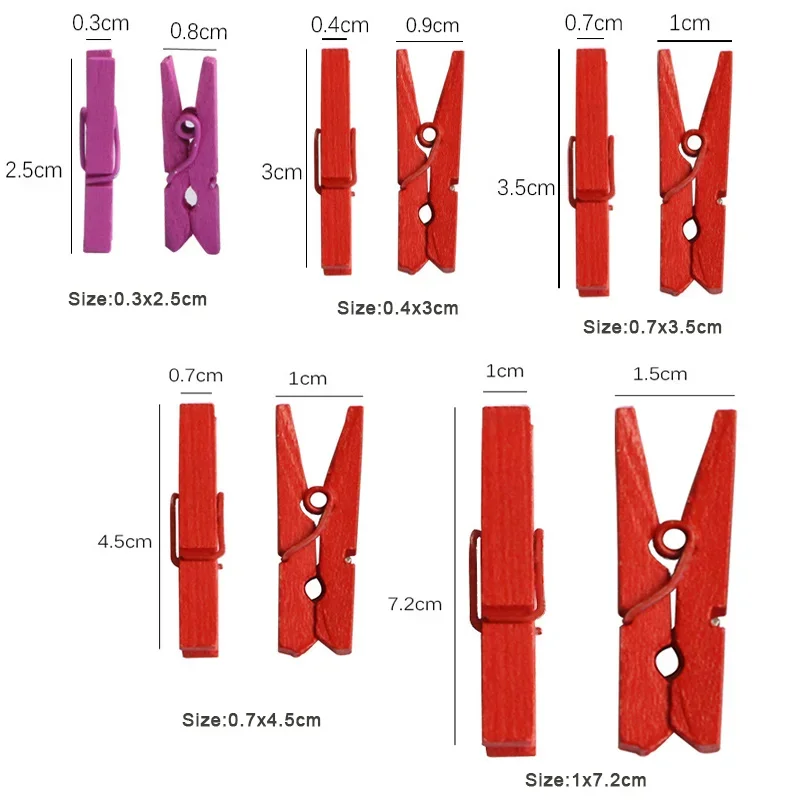 Colorful Wooden Clips 25/30/35/45mm Natural Wood Clamp Picture Clips Mini Clothes Pins For DIY Photo Paper Peg Clothespin Craft clothes clips