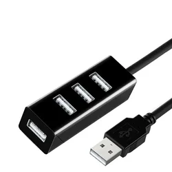 High-Speed 4-Port USB 2.0 Multi Expander Hub with Power Adapter (Black)